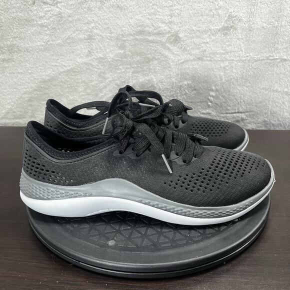 Crocs LiteRide 360 Pacer Womens Size 10 Black Gray Breathable Lace Up Sneakers - Picture 1 of 10
